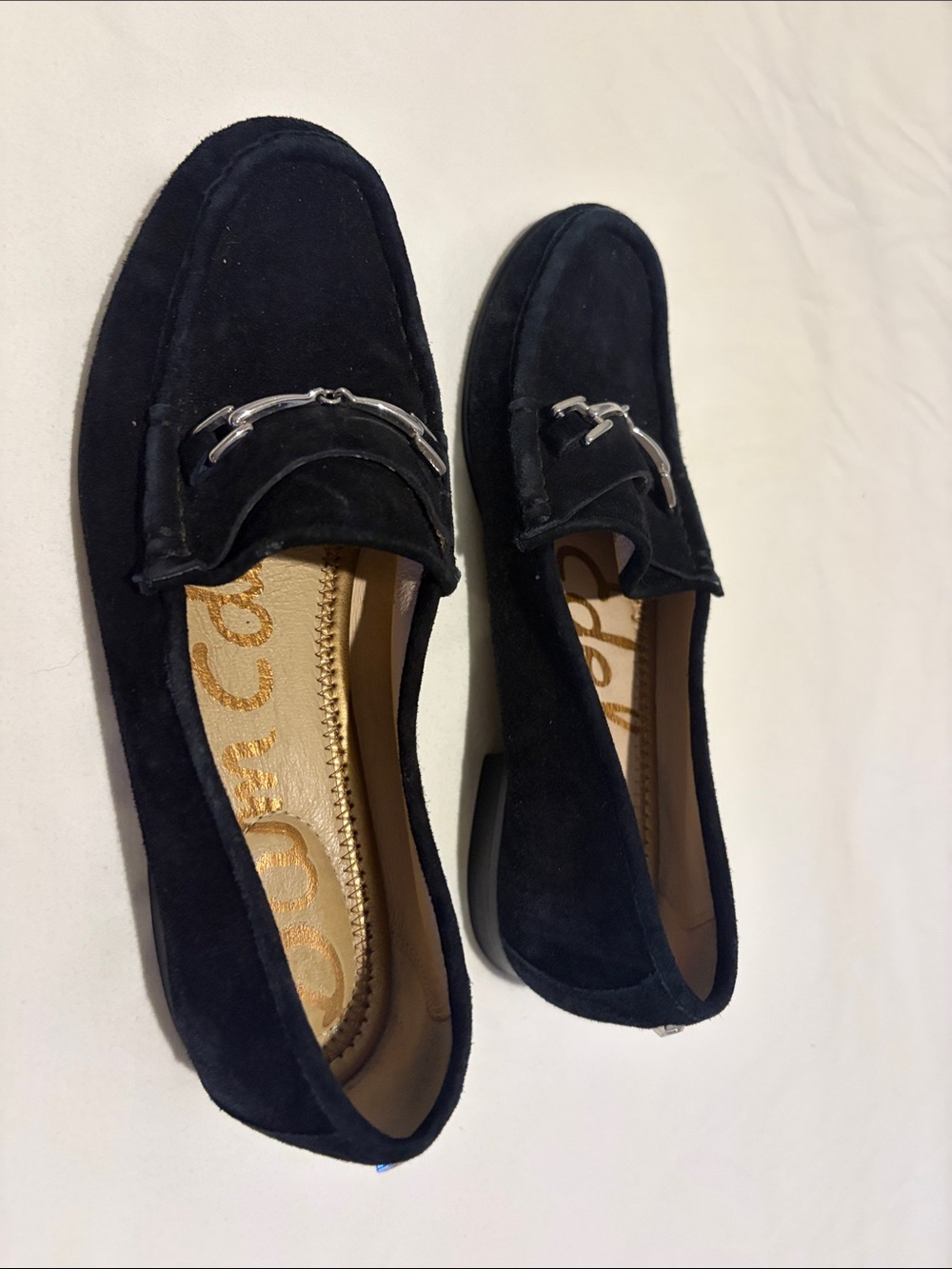 Sam Edelman Black Suede Loafers with Silver Bit